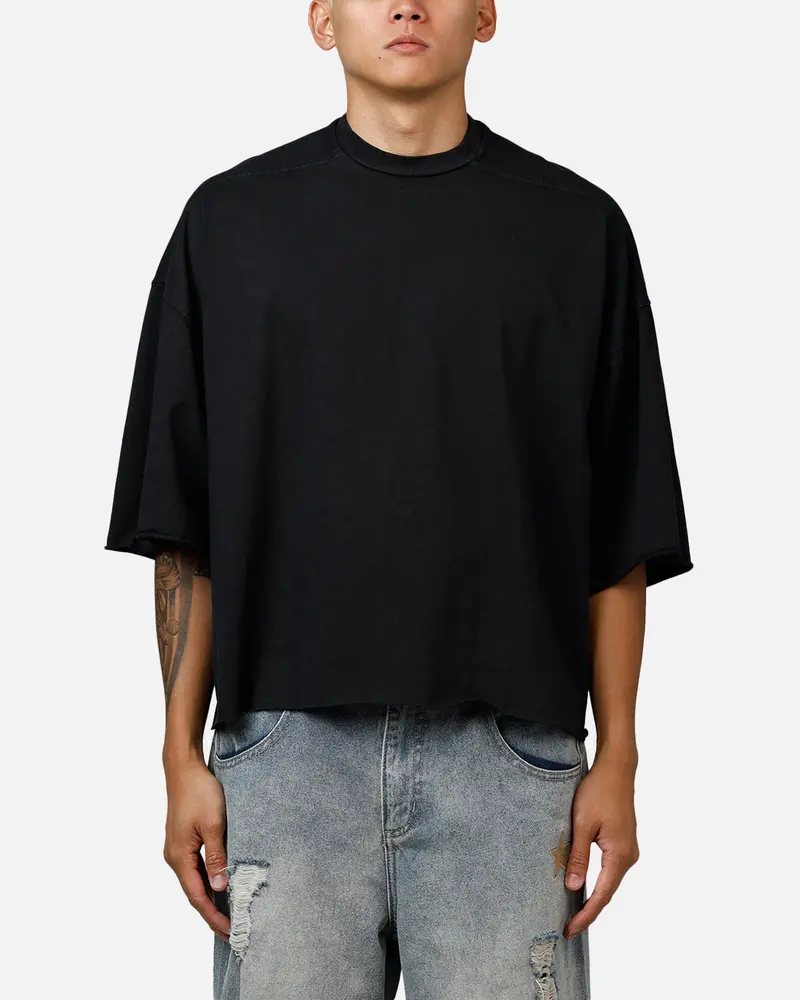 Mnml Oversized Raw Hem T-Shirt Washed Black 1