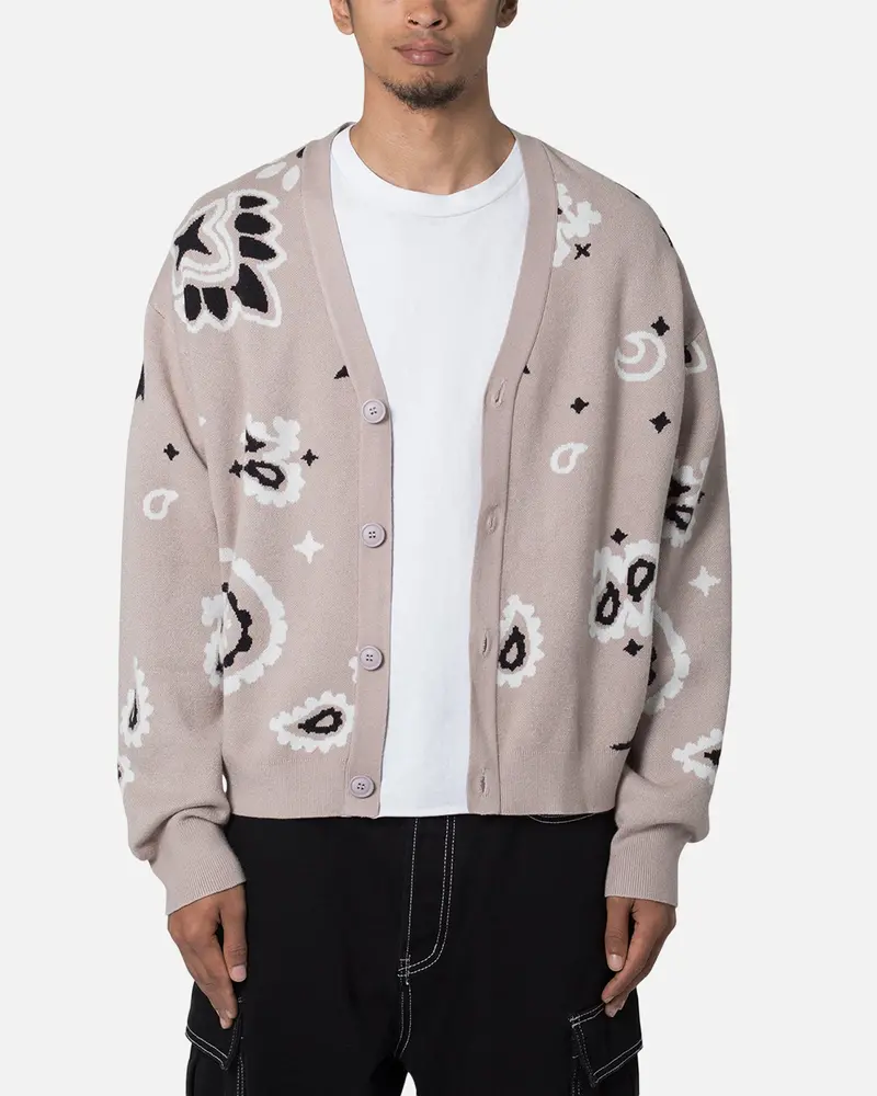 Mnml Paisley Cardigan Sweater Taupe 1