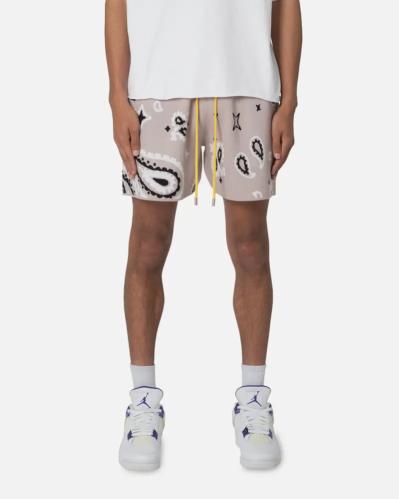 Mnml Paisley Knit Shorts Taupe 1