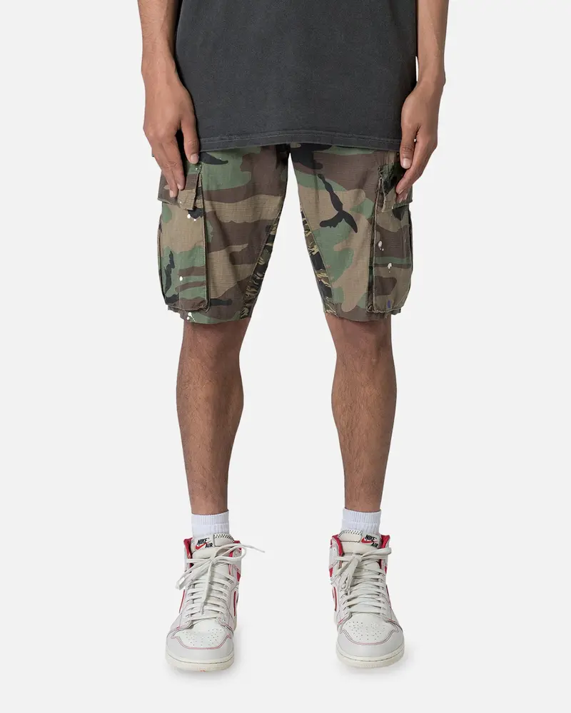 Mnml Panelled Cargo Shorts Camo 1