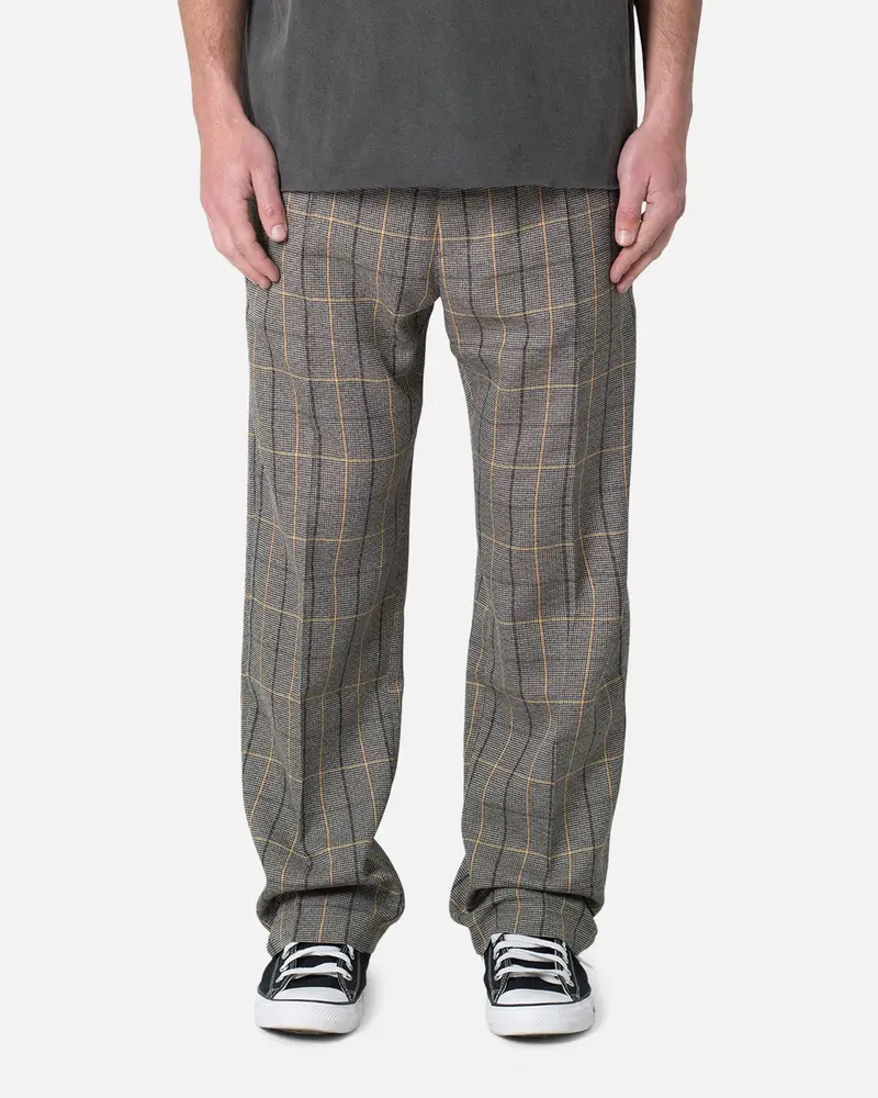 Mnml Pleated Plaid Trousers Light Brown/Cream 1