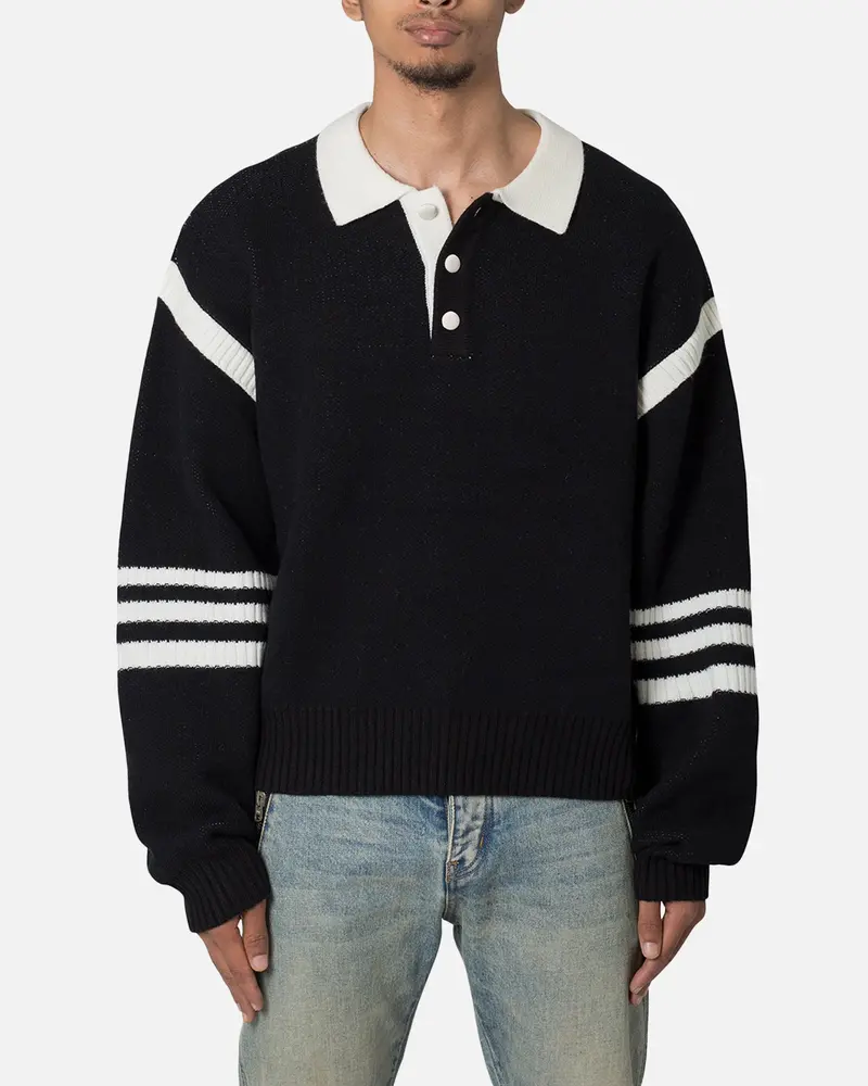 Mnml Polo Knit Sweater Black/White 1