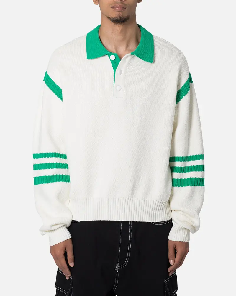 Mnml Polo Knit Sweater Green/White 1