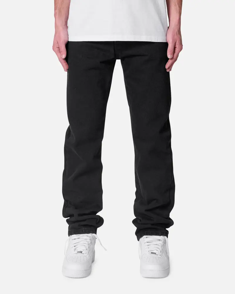 Mnml Raw Straight Denim Jeans Rinsed Black 1
