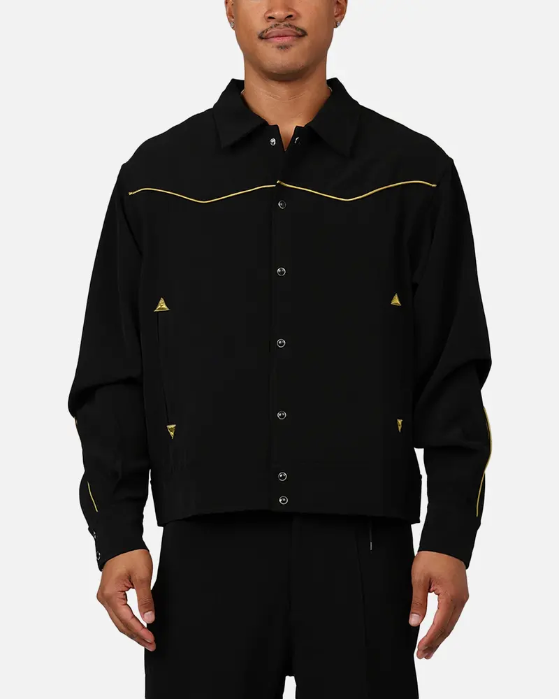 Mnml Rodeo Stitch Button Up Jacket Black/Gold 1