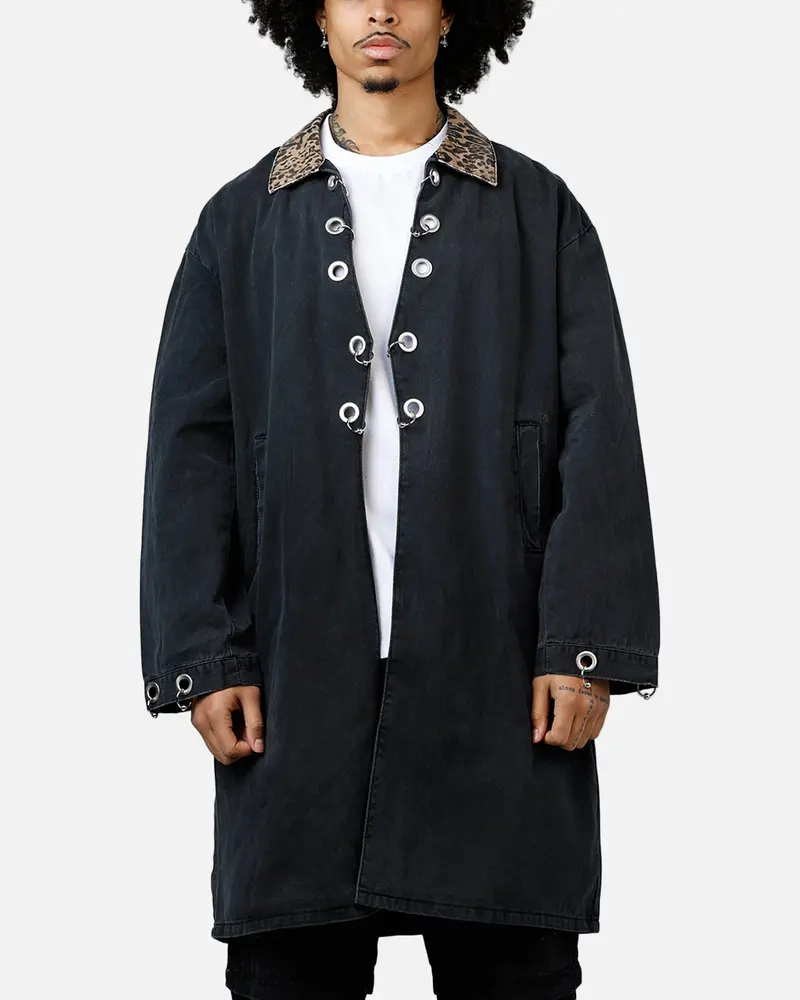 Mnml Rusted Trench Coat Jacket Black 1