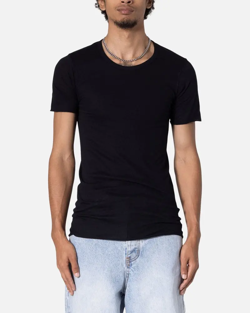 Mnml Sheer Knit Bias Cut T-Shirt Black 1
