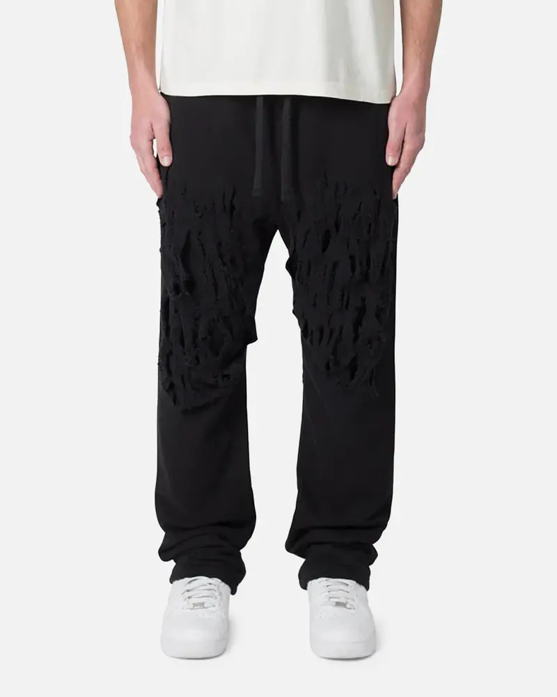 Mnml Shred Layered Baggy Sweatpants Black 1