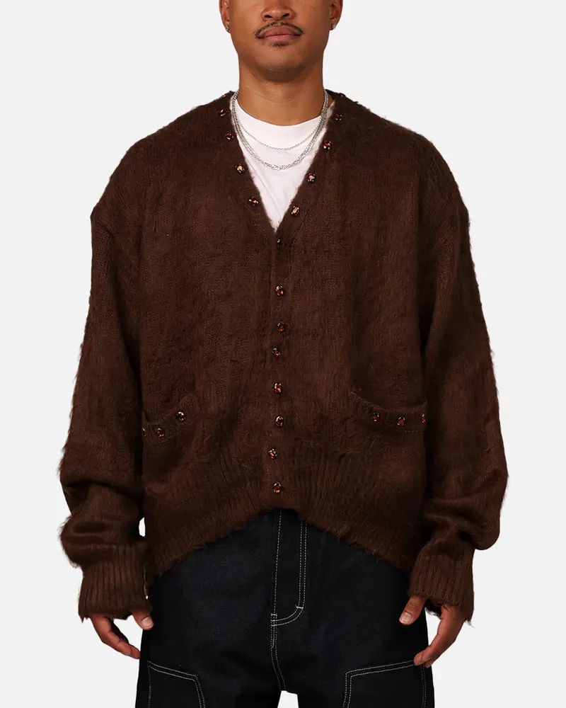 Mnml Sky Jewelled Cardigan Sweater Brown 1