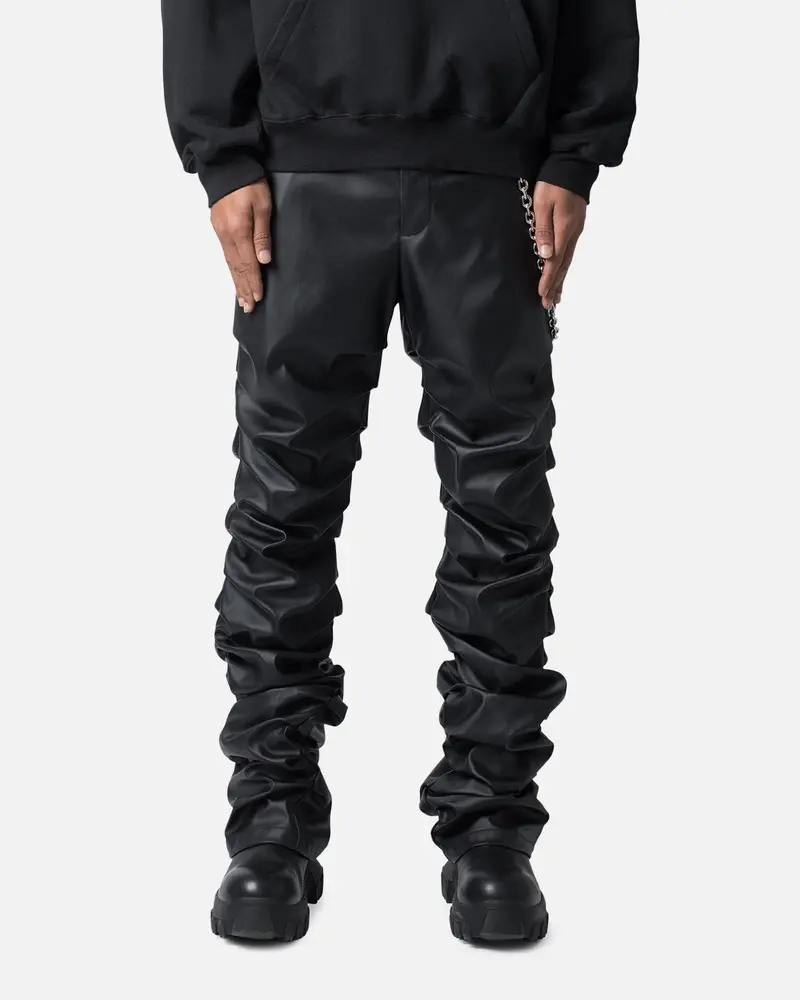 Mnml Stacked Leather Pants Black 1
