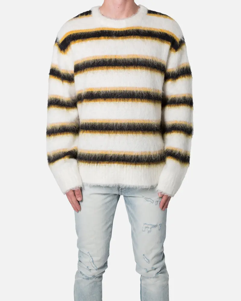 Mnml Striped Mohair Sweater White 1
