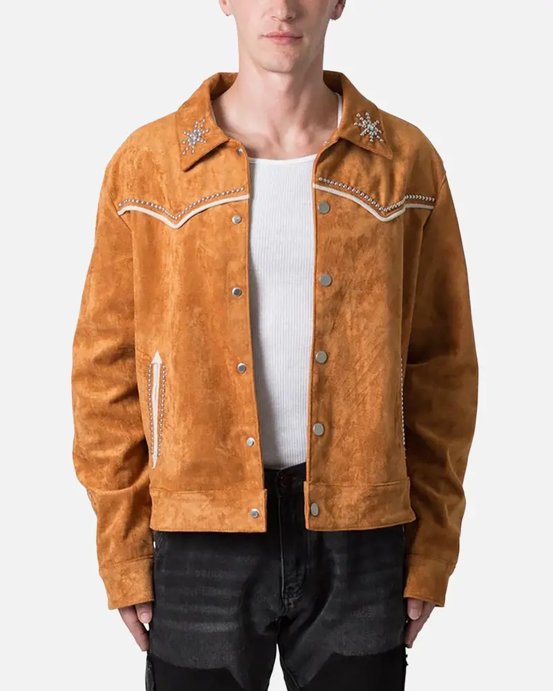 Mnml Suede Collared Jacket Orange 1