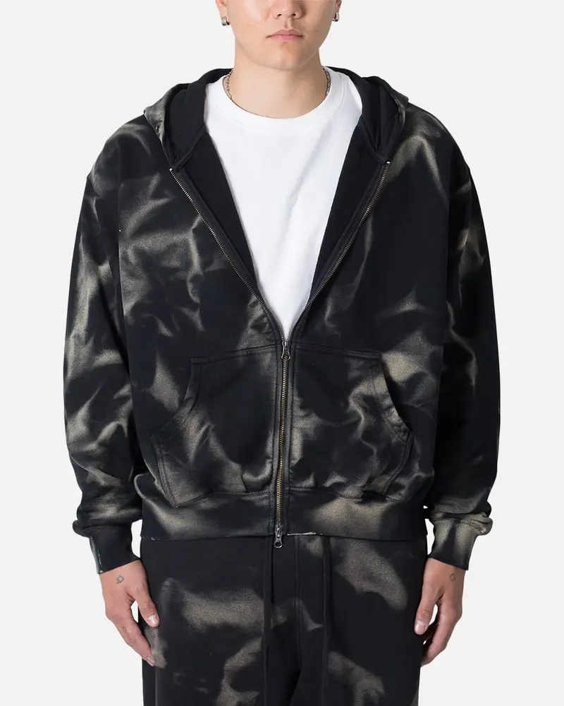 Mnml Sun Burned Zip Up Hoodie Washed Black 1