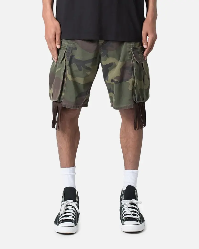 Mnml Tassle Cargos Denim Shorts Camo 1