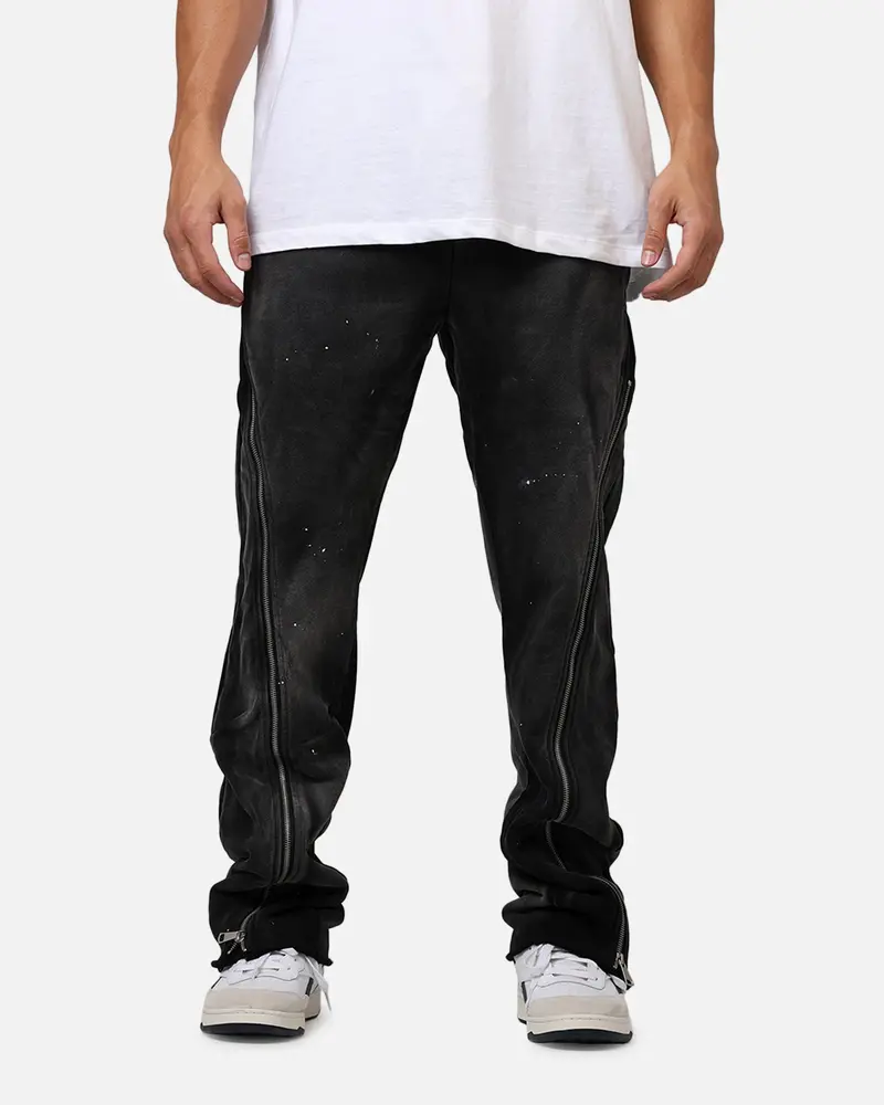 Mnml Textured Flare Sweatpants Vintage Black 1