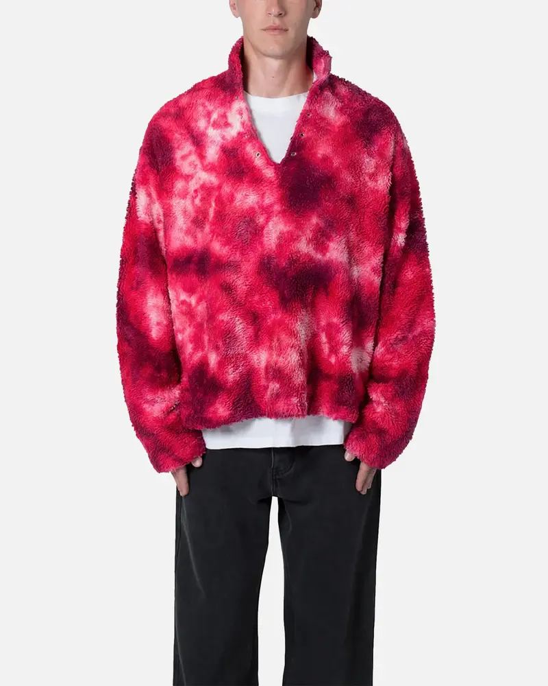 Mnml Tie Dye Sherpa Pullover Sweater Magenta 1