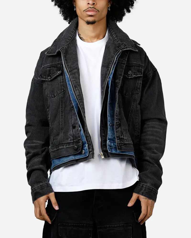 Mnml Triple Threat Trucker Jacket Black/Blue 1