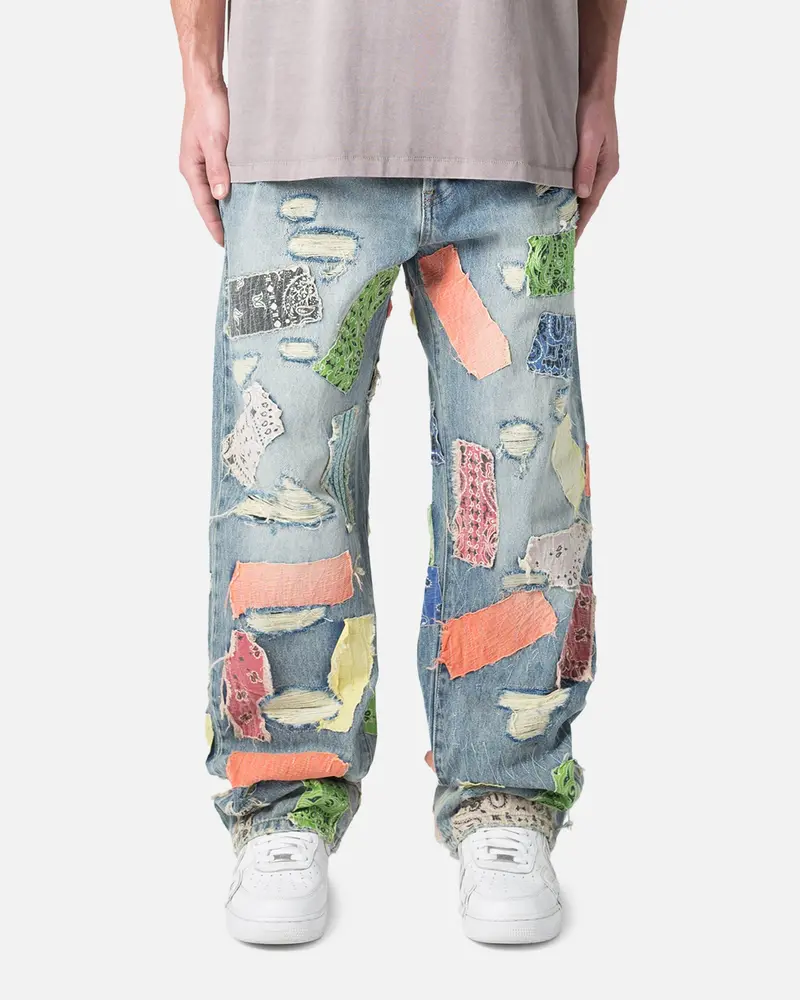 Mnml Ultra Baggy Bandana Patch Denim Jeans Blue/Multi 1