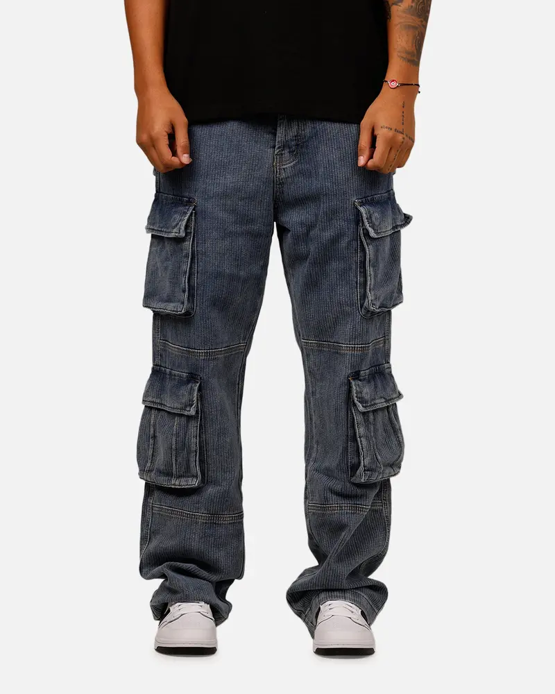 Mnml Ultra Baggy Corduroy Cargo Pants Vintage Blue 1