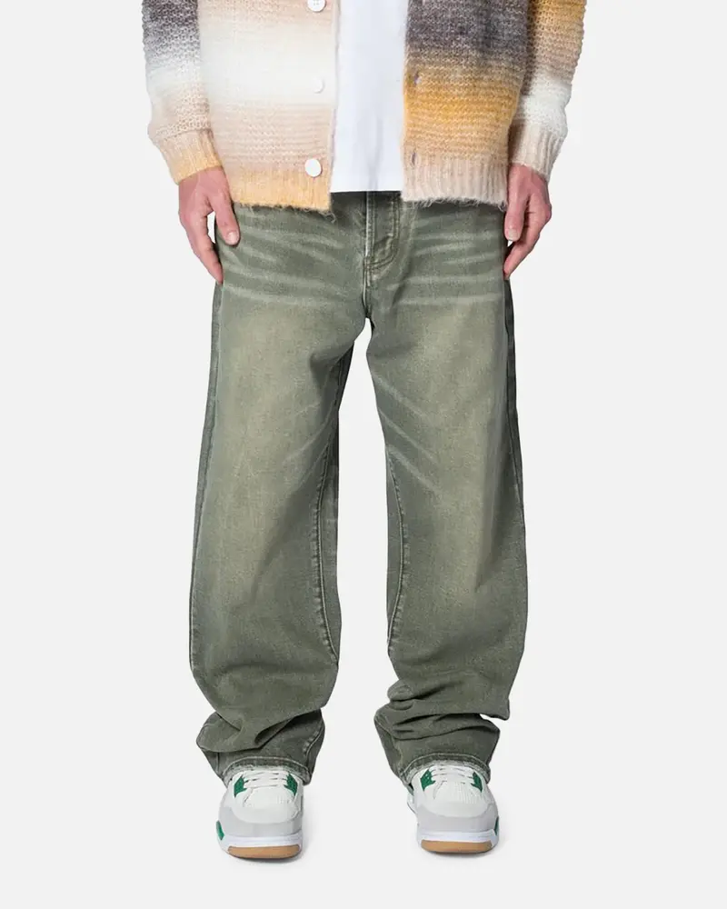 Mnml Ultra Baggy Grinded Moss Denim Jeans Moss 1