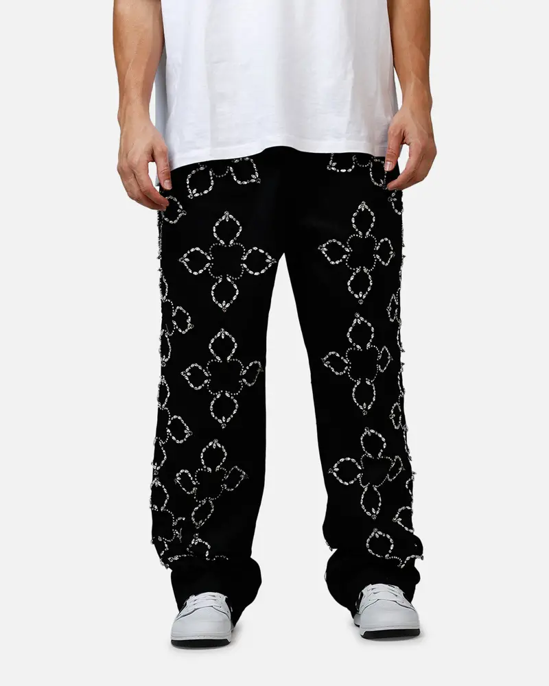 Mnml Ultra Baggy Jewel Applique Pants Black 1