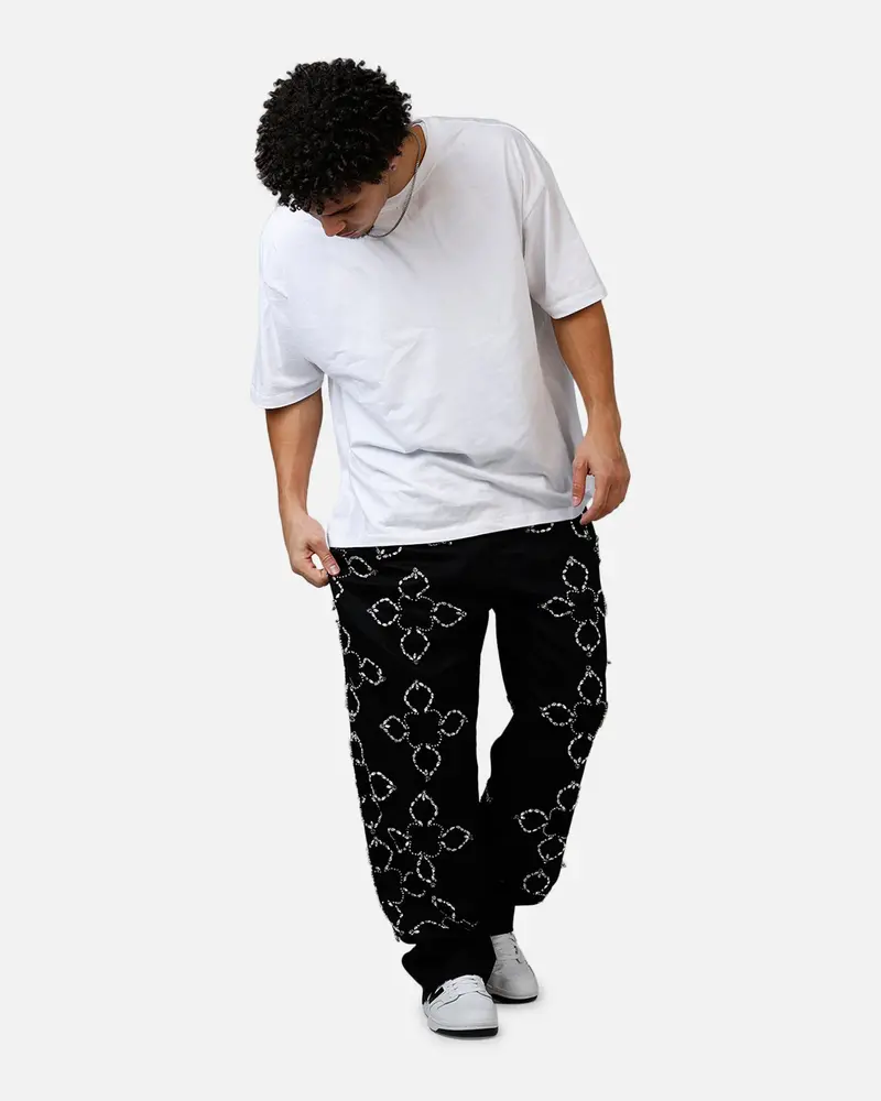 Mnml Ultra Baggy Jewel Applique Pants Black 2