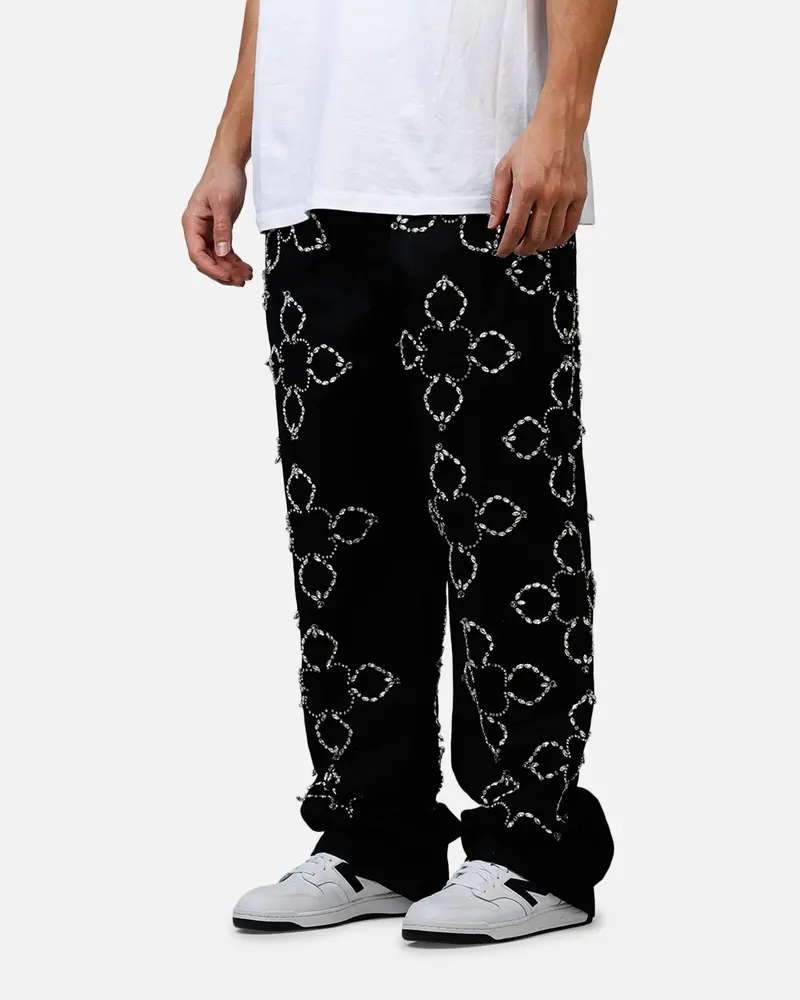 Mnml Ultra Baggy Jewel Applique Pants Black 4