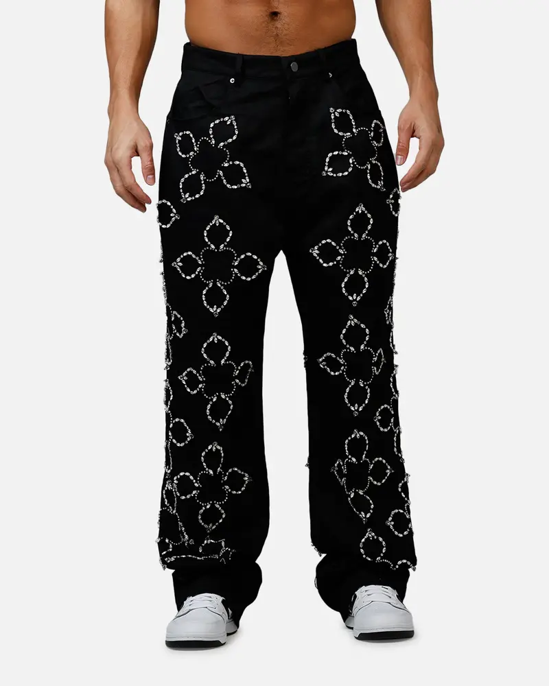 Mnml Ultra Baggy Jewel Applique Pants Black 6