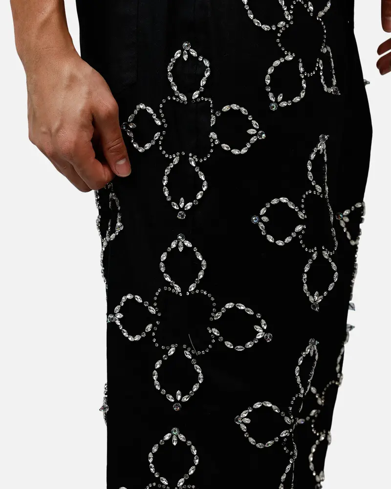 Mnml Ultra Baggy Jewel Applique Pants Black 7