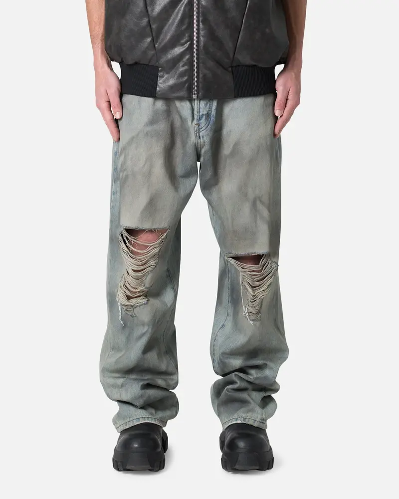 Mnml Ultra Baggy Oil Stain Denim Jeans Vintage Blue 1