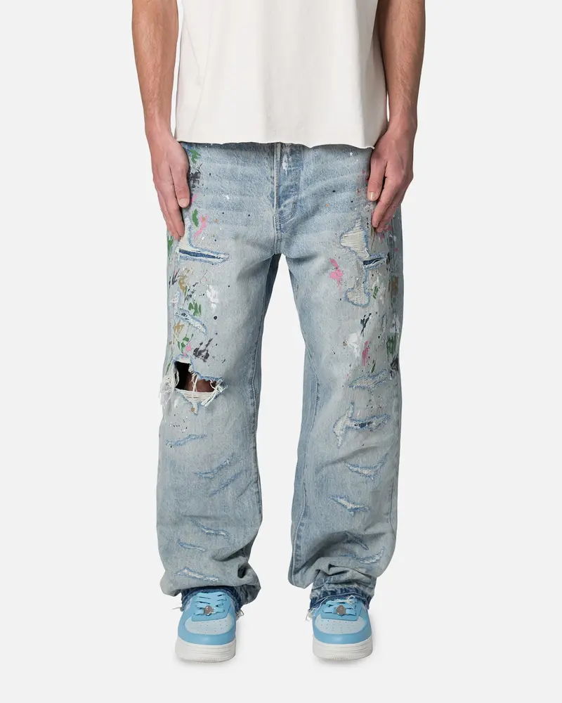 Mnml Ultra Baggy Paint Denim Jeans Blue 1