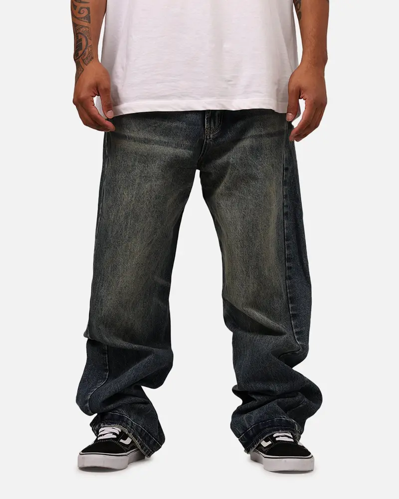 Mnml Ultra Baggy Washed Up Denim Jeans Blue 1