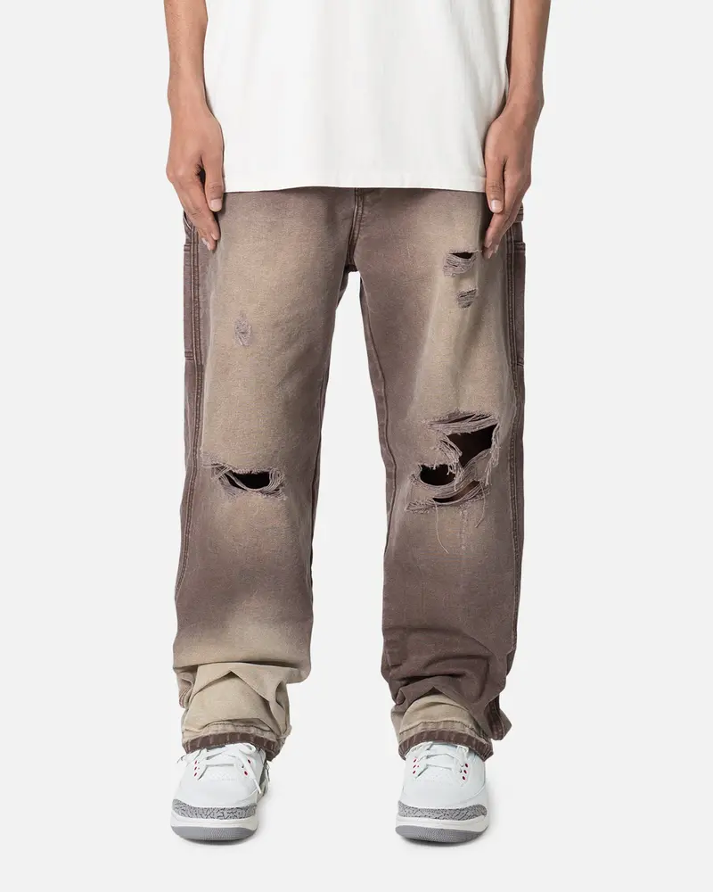 Mnml Ultra Baggy Work Denim Pants Brown 1