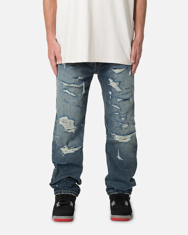 Mnml V567 Baggy Destroyed Denim Jeans Blue 1