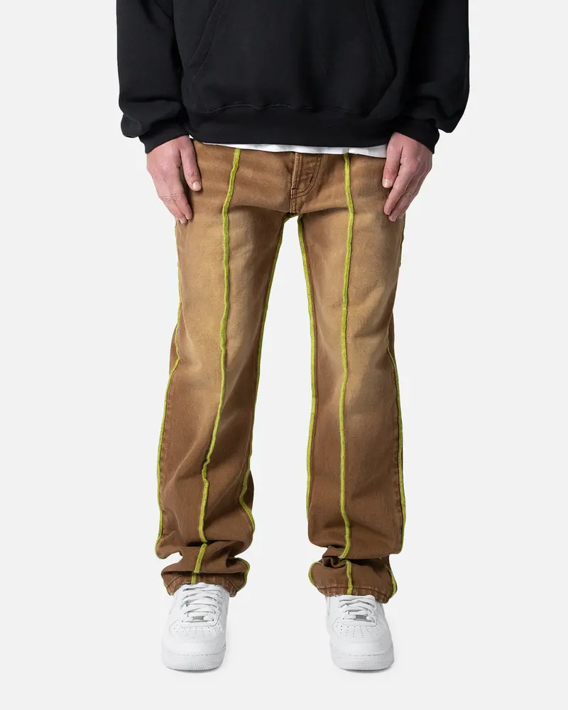 Mnml V592 Serged Baggy Denim Jeans Brown 1