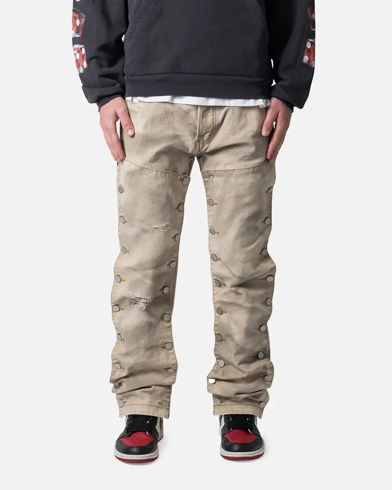 Mnml V624 Snap Off Baggy Pants Brown 1