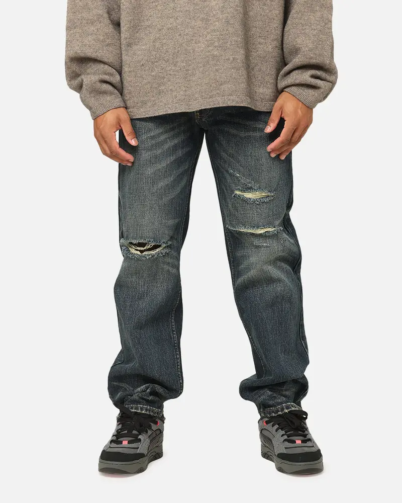 Mnml V726 Distressed Baggy Denim Jeans Blue 1