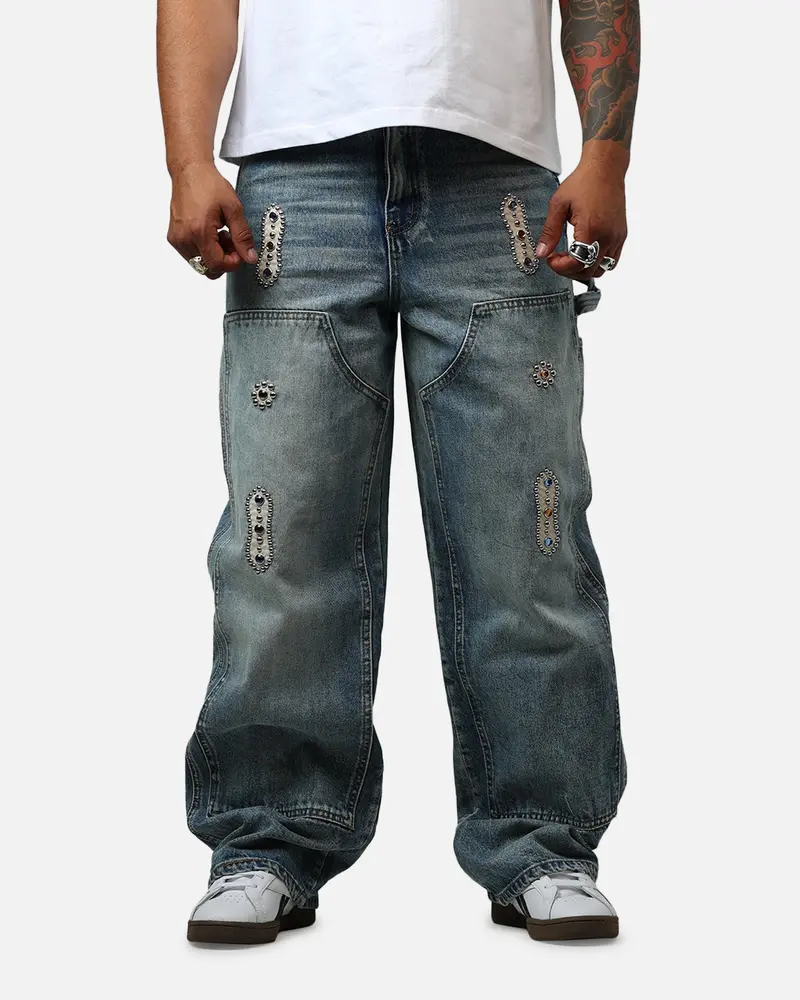 Mnml V734 Double Western Jewel Denim Jeans Blue 1