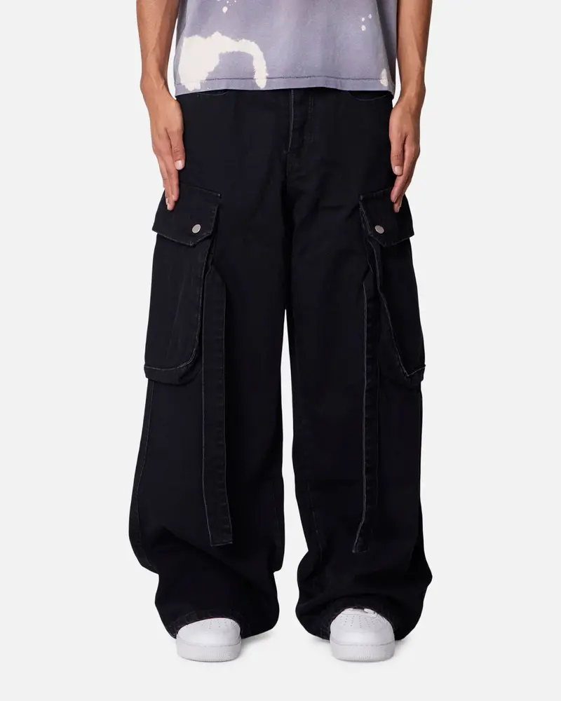 Mnml Washed Cargo Pants Washed Black 1