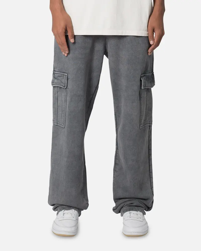 Mnml Washed Relaxed Cargo Sweatpants Black 1