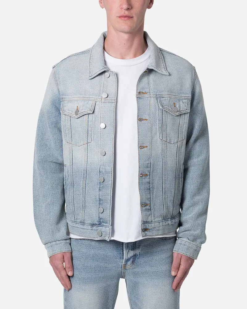 Mnml Western Crosshatch Trucker Denim Jacket Blue 1