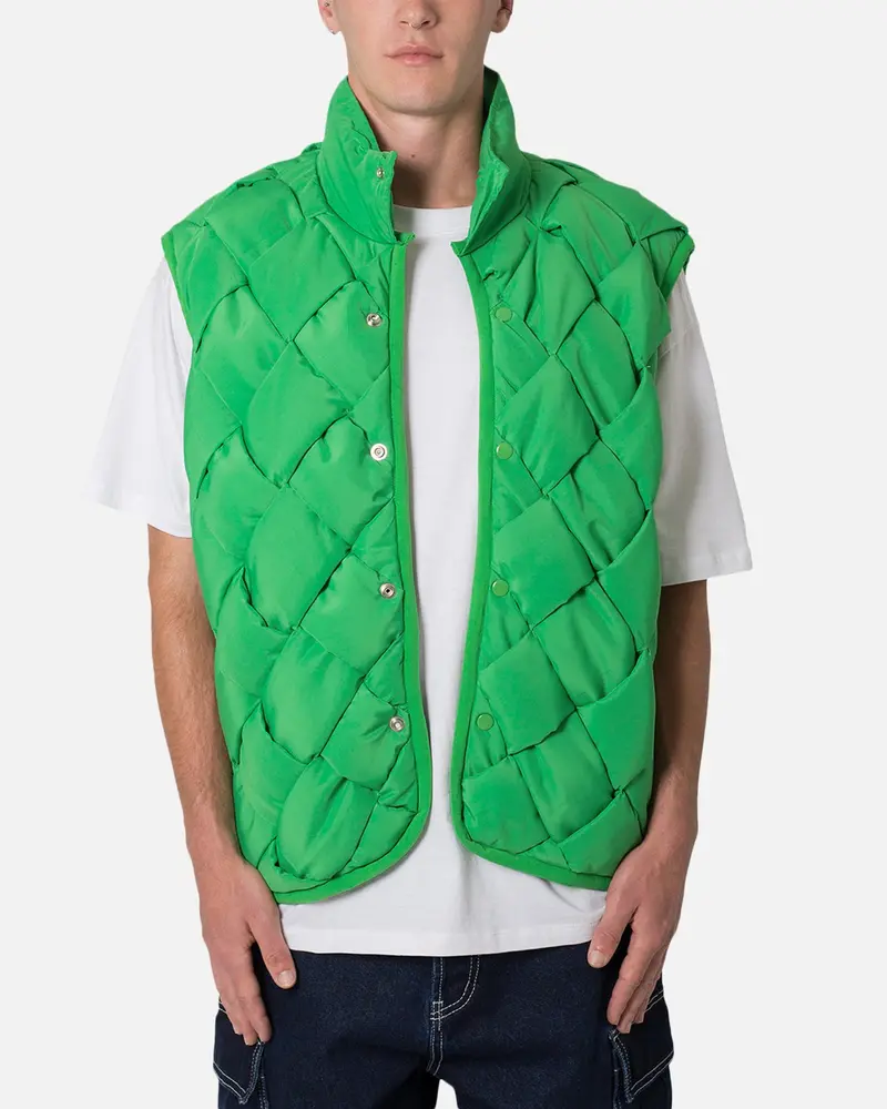 Mnml Woven Puffer Vest Green 1