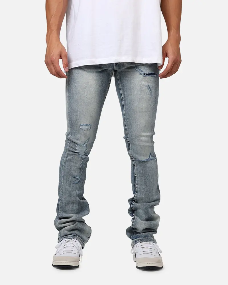 Mnml X635 Ripped Flare Denim Jeans Blue 1