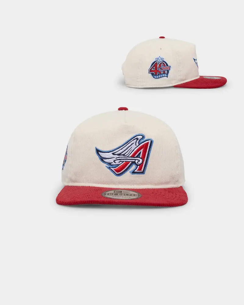 New Era Anaheim Angels '2-Tone Corduroy' Golfer Snapback Chrome/Red 1