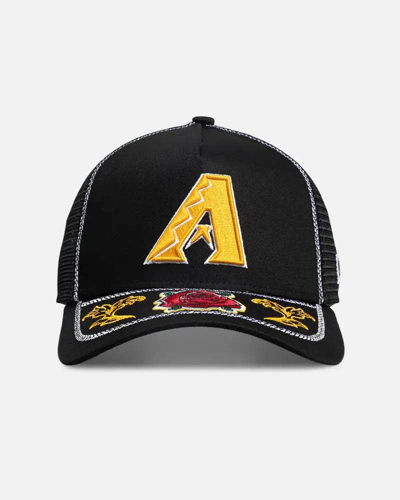 New Era Arizona Diamondbacks 'Rose Visor' 9Forty A-Frame Trucker Snapback Black/Rose 1