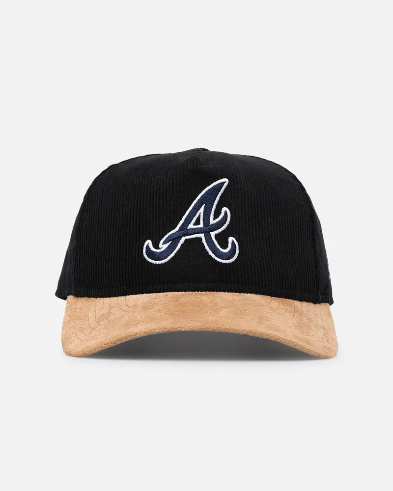 New Era Atlanta Braves 'Corduroy Suede' Pre-Curved Golfer Snapback Washed Black 1