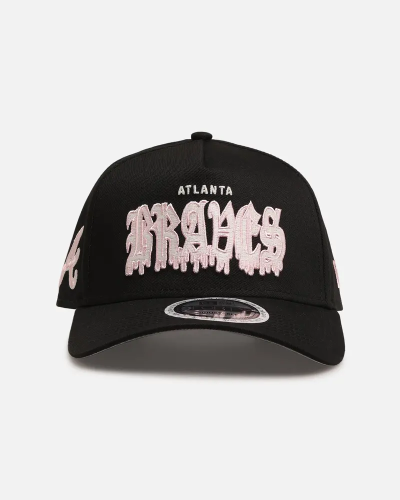 New Era Atlanta Braves 'Drip Glow Script' 9Forty A-Frame Snapback Black/Pink 1