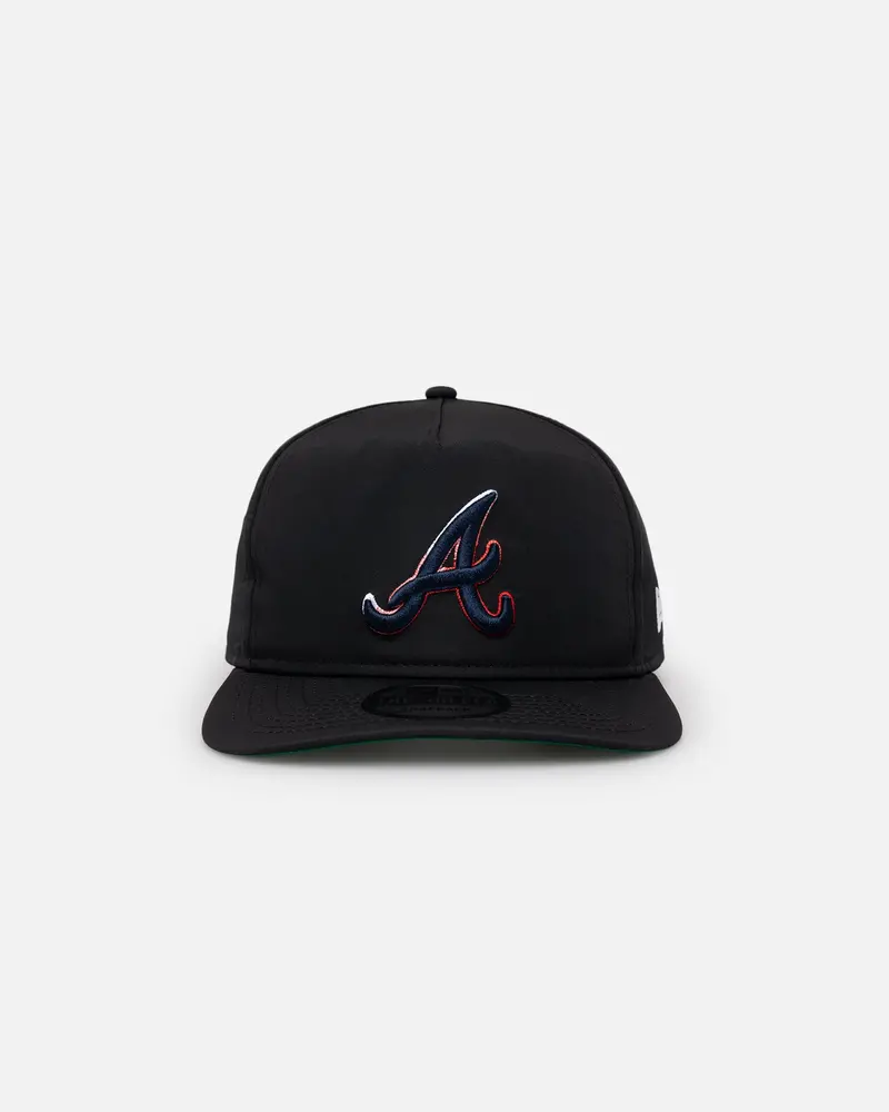 New Era Atlanta Braves Golfer Pre-Curved Snapback Black/Otc 1