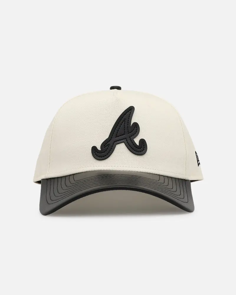 New Era Atlanta Braves 'Leather Visor' 9Forty A-Frame Snapback Chrome White/Black 1