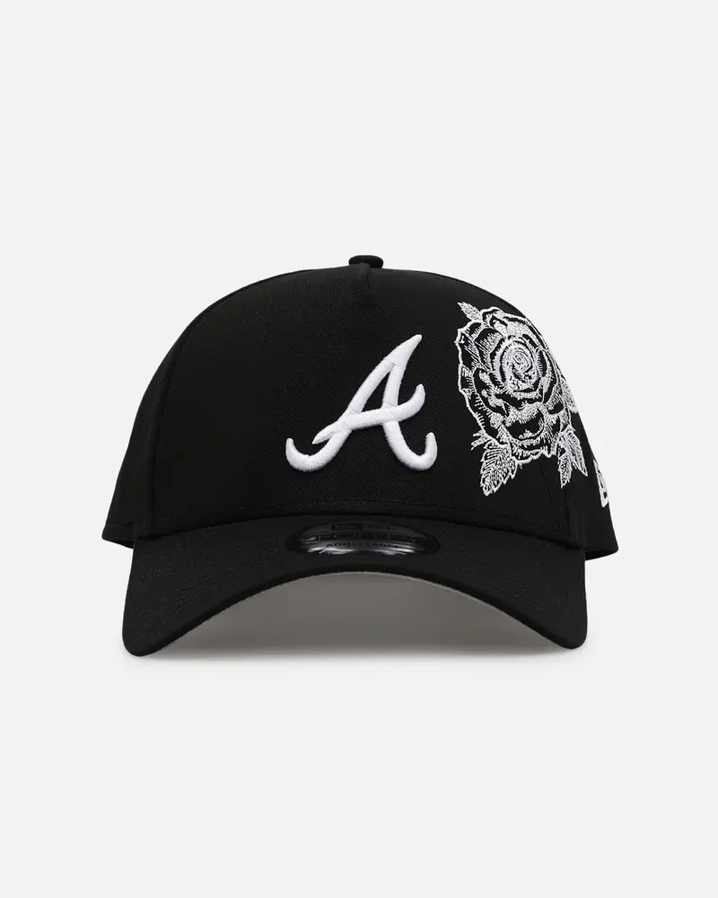 New Era Atlanta Braves 'Ornate Rose' 9Forty A-Frame Snapback Black/White 1